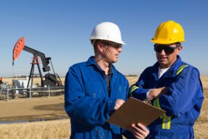 environmental workers in a field